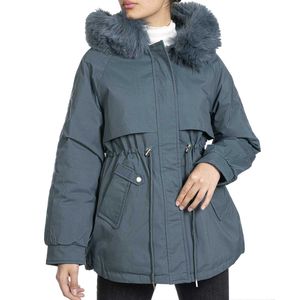 Stylish Blue Fur Hooded Coat