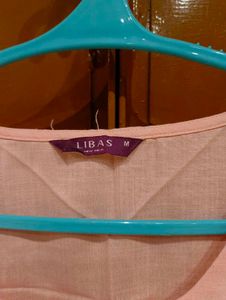 Libas Peach Kurta with Mirror Work