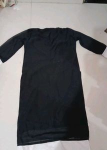 Black Kurta with White Embroidery