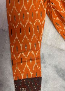 Orange Ikat Print Kurta