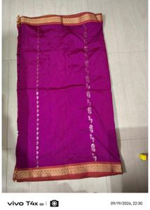 Vibrant Purple Saree with Gold Border