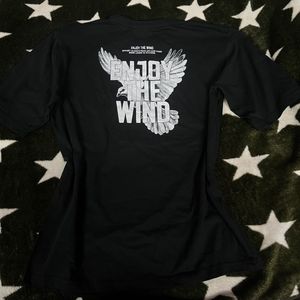 Black Graphic T-Shirt with Eagle Print