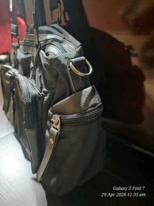 Stylish Black Hobo Bag with multiple pockets compa