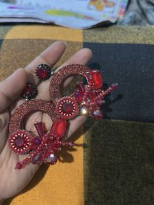 Red Long Earring Partywear