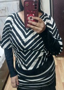 Striped Dolman Sleeve Tunic Top