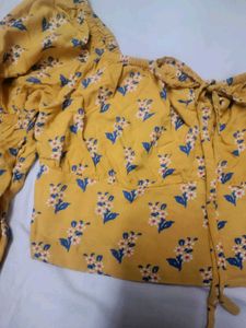 Yellow Floral Print off shoulder top
