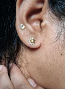 Gold &amp; Diamond Stud Earrings peacock desine