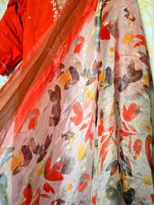 Embellished Orange Kurta set