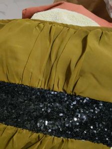 Strapless Olive Green Dress with Sequins