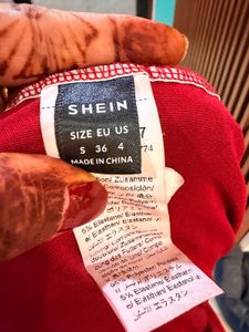 Shein Chic Ruched Strapless Red Dress