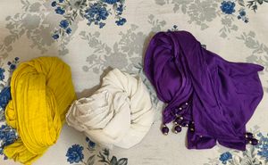 Designer Dupatta Combo (3 Pieces) | Yellow White P