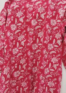 Red Floral Print Kurta