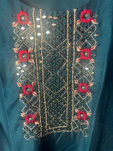 Embroidered Teal Kurta