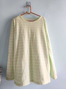 Light Green Striped Long Sleeve Top