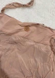 Vintage Dusty Pink Mesh Ruffle Wrap Mini Skirt