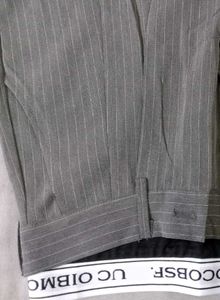 Grey Pinstripe Wide Leg Pants
