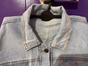 New Women's Denim Jacket with Striped Sleeves