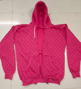 Pink Polka Dot Zip-Up Hoodie