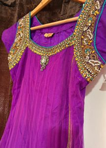 women’s purple Anarkali style gown