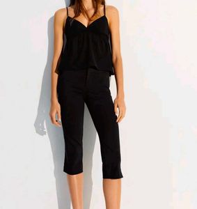 BERSHKA Elegant Black Spaghetti Strap Top