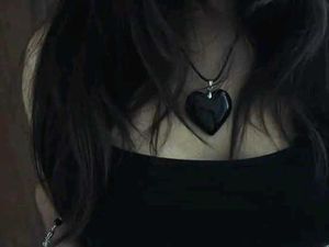 Y2k BIG Black Glass Heart Pendant With Cord