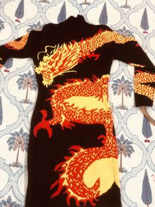 Dragon Print Knit Bodycon Dress