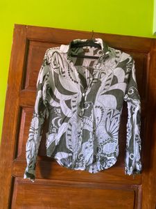 Unique Patterned Button-Up Blouse