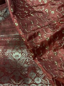 trendy Maroon Silk Saree with Gold Embroidery