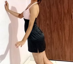 Light Pink Padded Halter Neck Black Dress