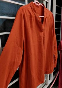 Chic Burnt Orange V-Neck with black Forever 21 top