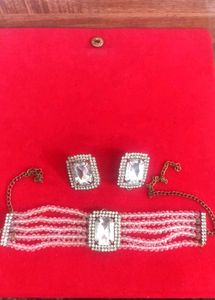 Elegant Crystal Choker & Earrings Set
