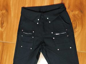 Black Flared Punk Pants with Zippers