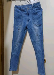 Blue Distressed Denim Jeans