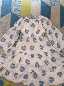 Cute Daisy Print Mini Dress