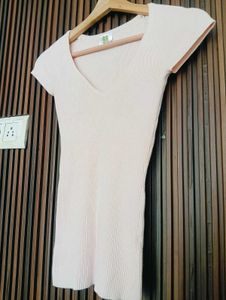 Soft Ribbed V-Neck T-Shirt