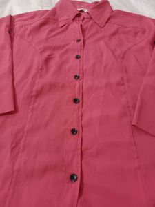Dark Pink 3/4 Sleeve Formal Shirt