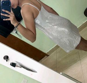 Sparkly Silver Mini Dress