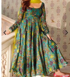 Beautiful Teal Floral Anarkali Kurta Set