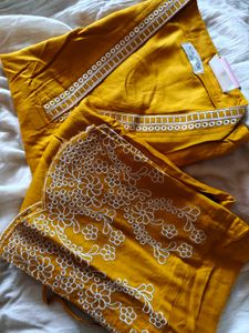 Elegant Embroidered Mustard Co-ord Set