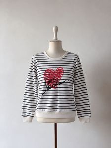 Striped Sweatshirt with Heart Graphic