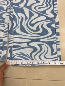 Retro Swirl Print Wide Leg Jeans