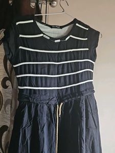 Striped Black &amp; White Midi Dress