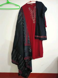 Red Embroidered Kurta set