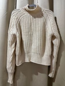 Cream Knit Turtleneck Sweater