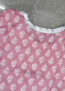 Pink Block Print mirghan Kurta