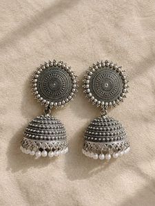 Oxidised Jhumka Earrings &amp; golden touch Bangles
