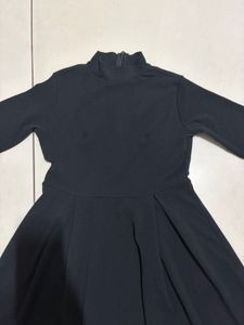 Classic Black Mock Neck Midi Dress