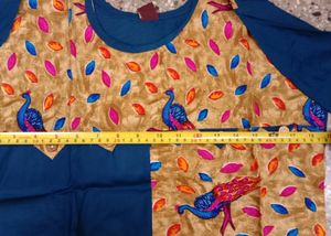 Brand New Kalamkari Peacock Print 3/4 Sleeves S Si