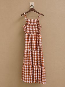 Rust Gingham Tiered Sundress