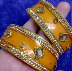 Sparkling Gold & Orange Bangles
